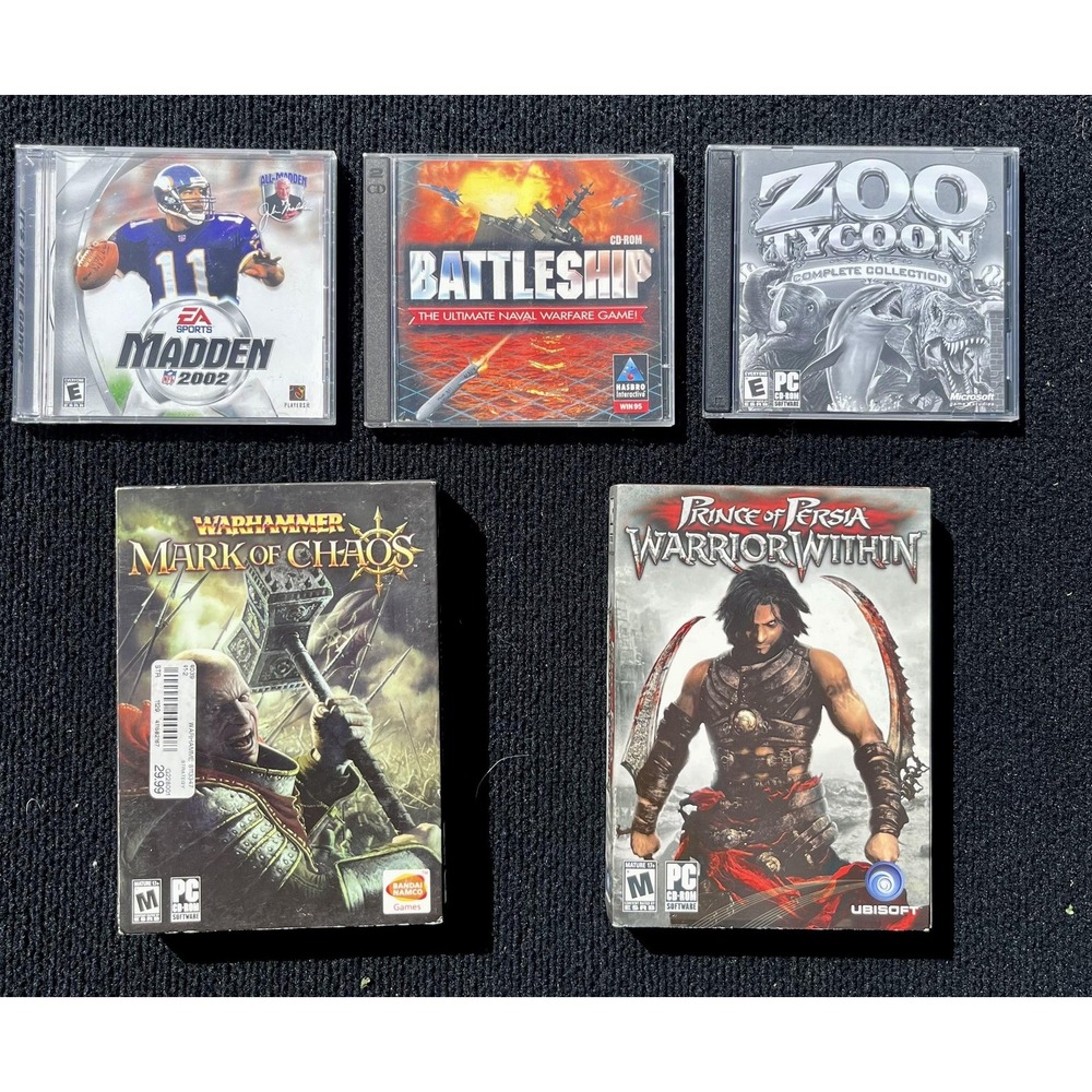 PC Game Lot‎ 5 Zoo Tycoon Complete Prince of Persia Warhammer Madden Battleship